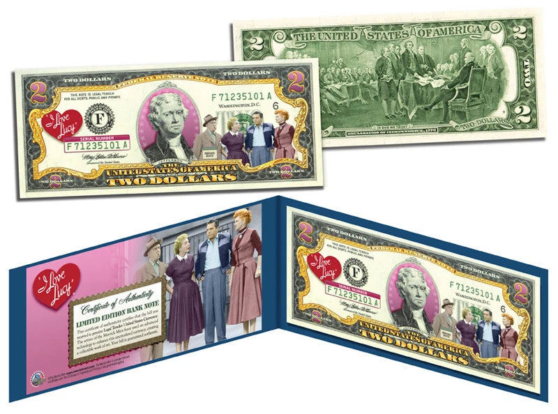 I LOVE LUCY Legal Tender U.S. $2 Bill *OFFICIALLY LICENSED* MUST SEE
