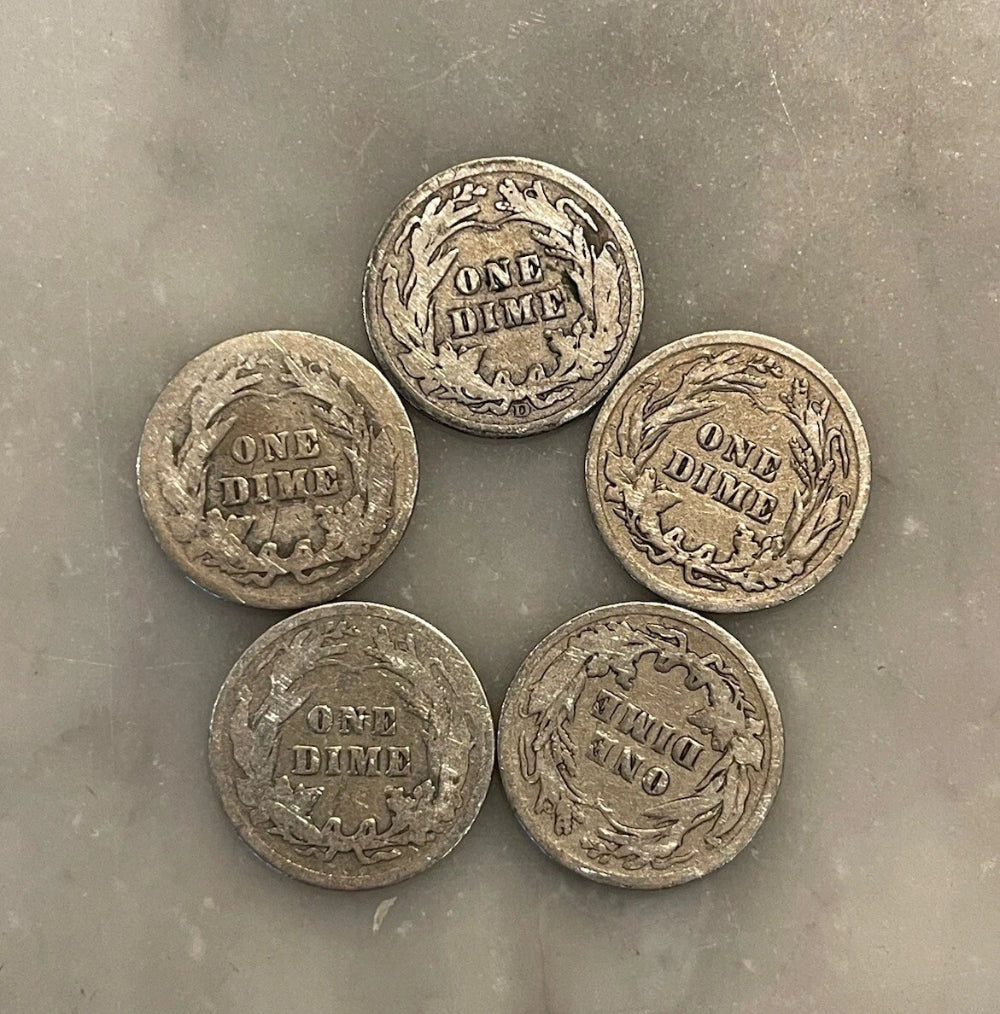 [Lot of 5] Barber Dimes - 90% Silver - CHOOSE HOW MANY LOTS OF 5 COINS!-4