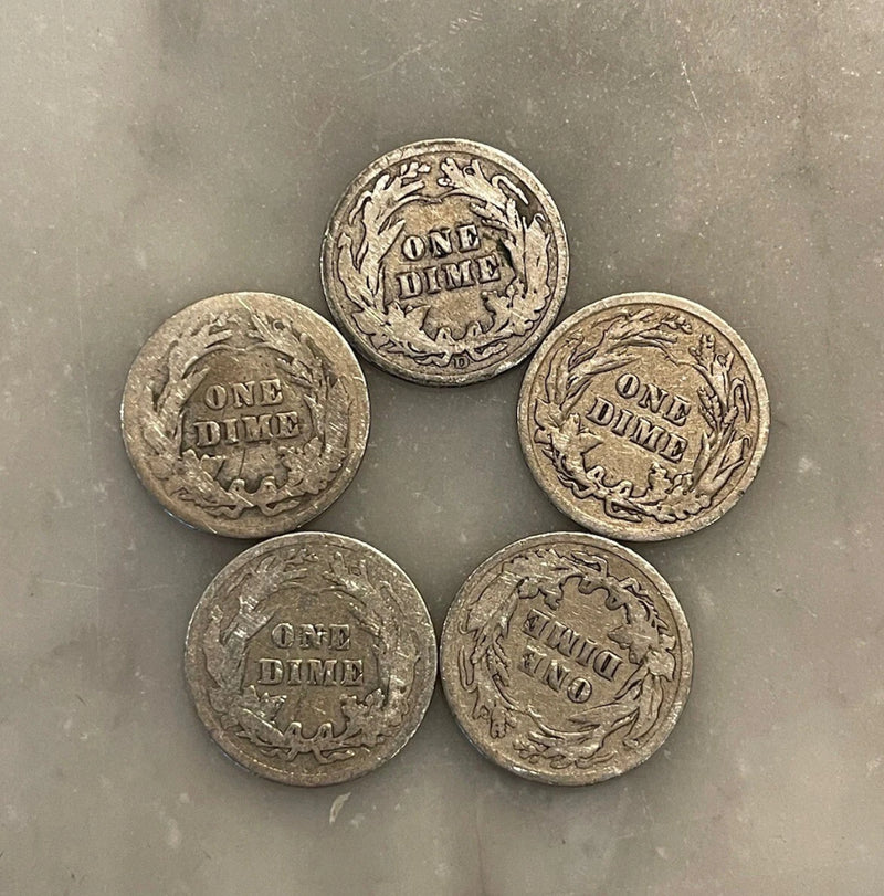 [Lot of 5] Barber Dimes - 90% Silver - CHOOSE HOW MANY LOTS OF 5 COINS!-4