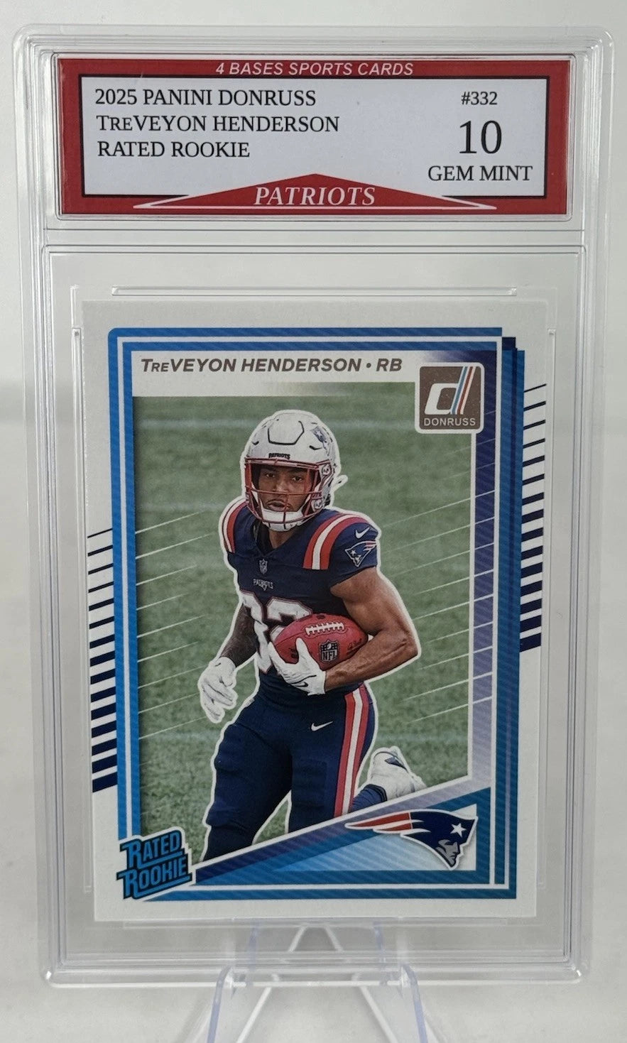 2025 Panini Donruss TreVeyon Henderson Patriots Clasificado Novato #332 ¡Gem Mint 10!-1