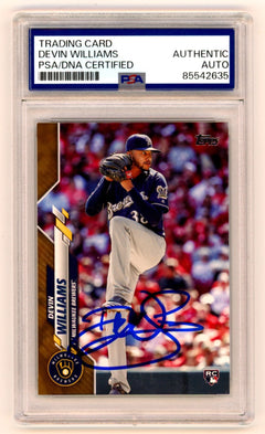 Devin Williams 2020 Topps Update Signed Gold Rookie RC /2020 PSA Authentic Auto-1