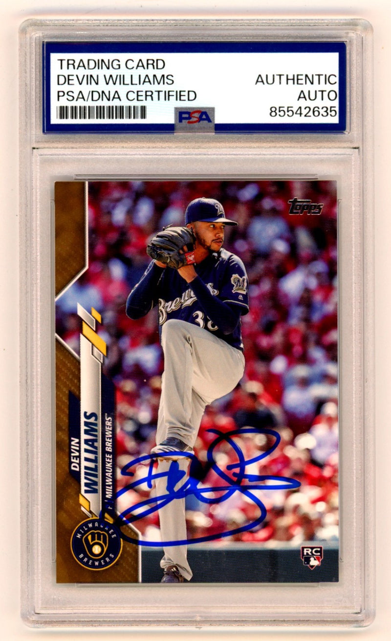 Devin Williams 2020 Topps Update Signed Gold Rookie RC /2020 PSA Authentic Auto-1