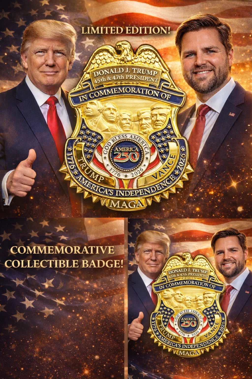 CL-YY Trump Vance Presidential 250th Anniversary 47 Full Size Commemorative with-5