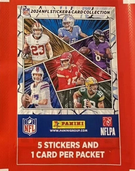 2024 Panini NFL Football Sticker Collection Box 50 Packs 250 Stickers 50 Cards-5