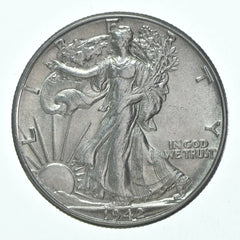 BU 1942 (P) Walking Liberty Half Dollar Sin circular 90% Plata-1