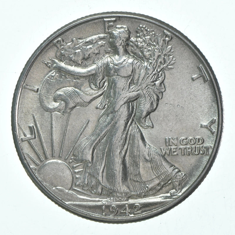 BU 1942 (P) Walking Liberty Half Dollar Sin circular 90% Plata-1