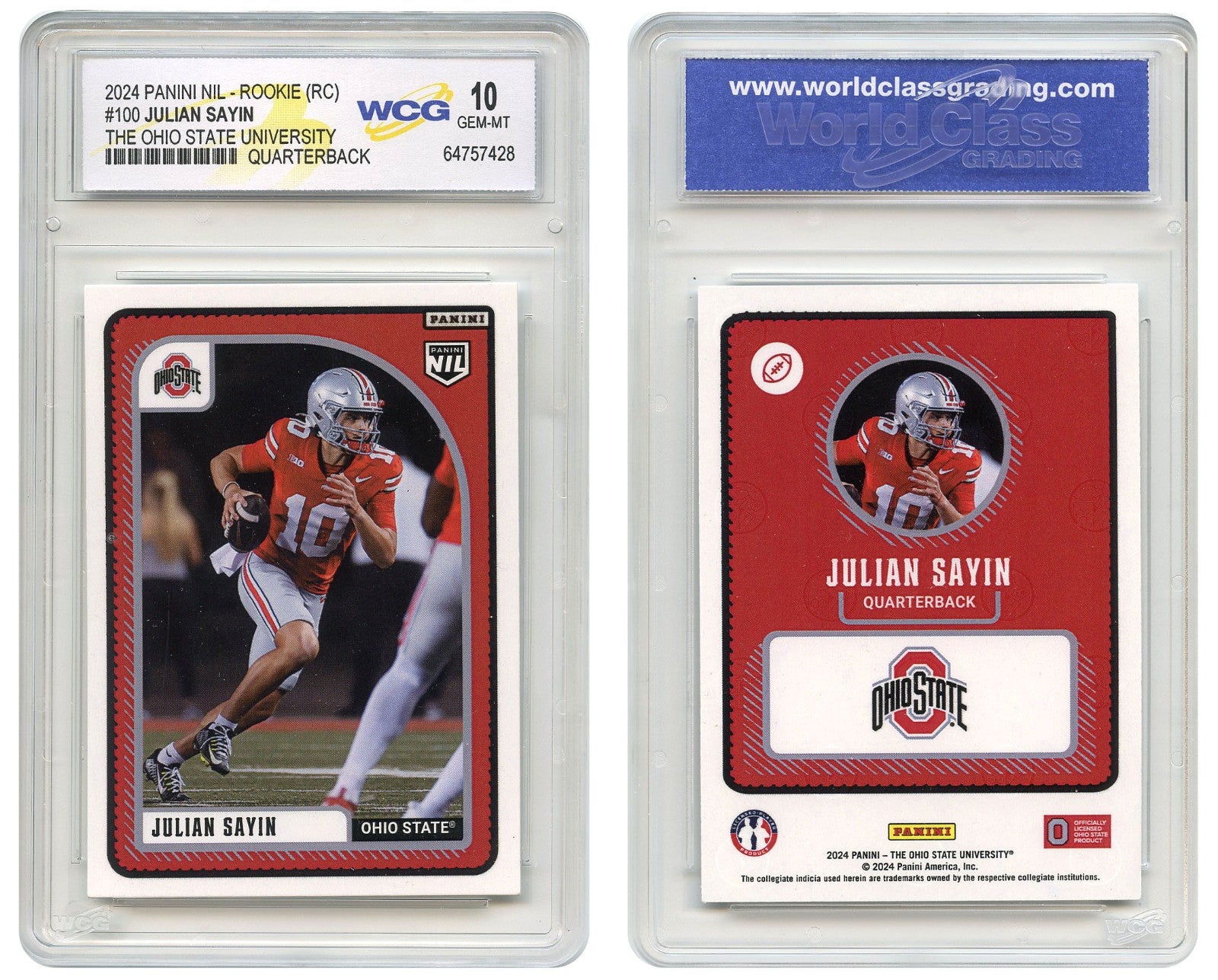 2024 Panini NIL JULIAN SAYIN The Ohio State TRUE ROOKIE CARD #100 - GEM MINT 10
