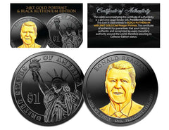 Black Ruthenium 2016 RONALD REAGAN Presidential Dollar Coin w/ 24K Gold (P Mint)-1