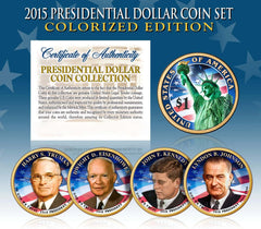 2015 Presidential $1 Dollar COLORIZED President 4-Coin Complete Set w/Capsules-1