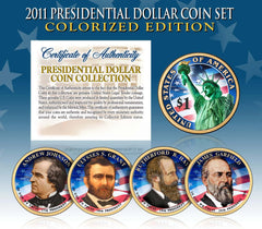 2011 Presidential $1 Dollar COLORIZED President 4-Coin Complete Set w/Capsules-1