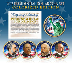 2012 Presidential $1 Dollar COLORIZED President 4-Coin Complete Set w/Capsules-1