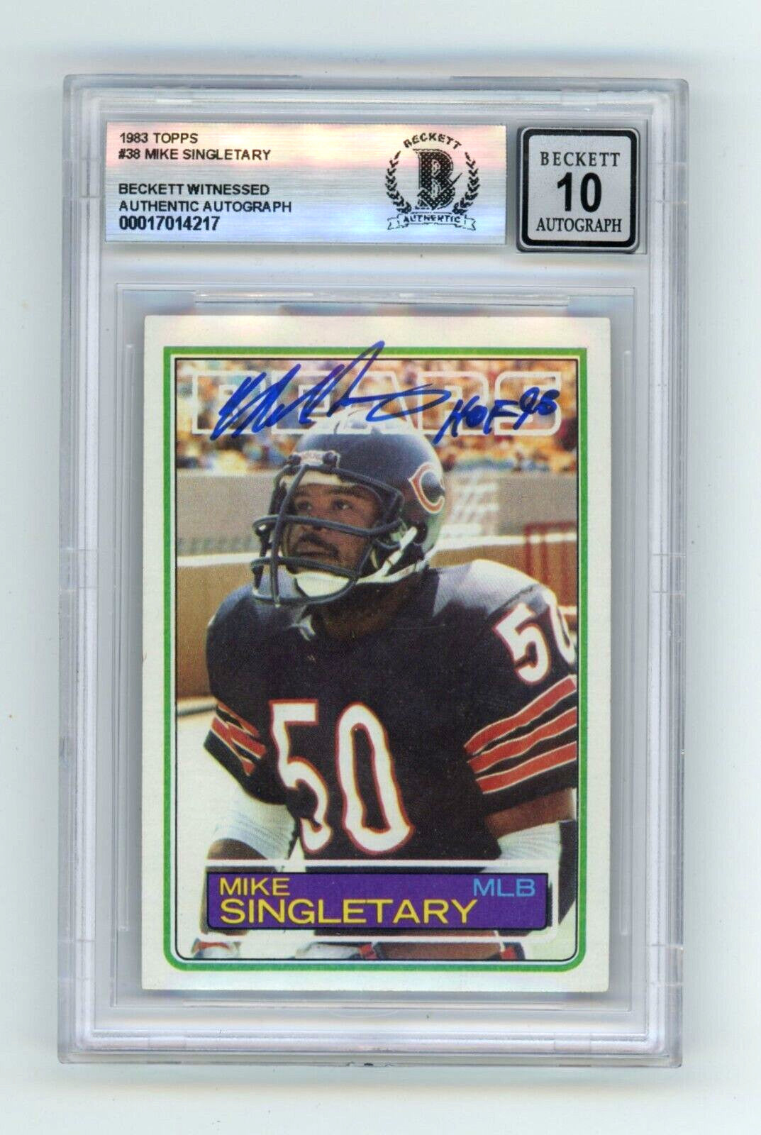 Mike Singletary 1983 Topps #38 Rookie RC HOF Ins Signed Beckett BAS BGS 10 Auto-1