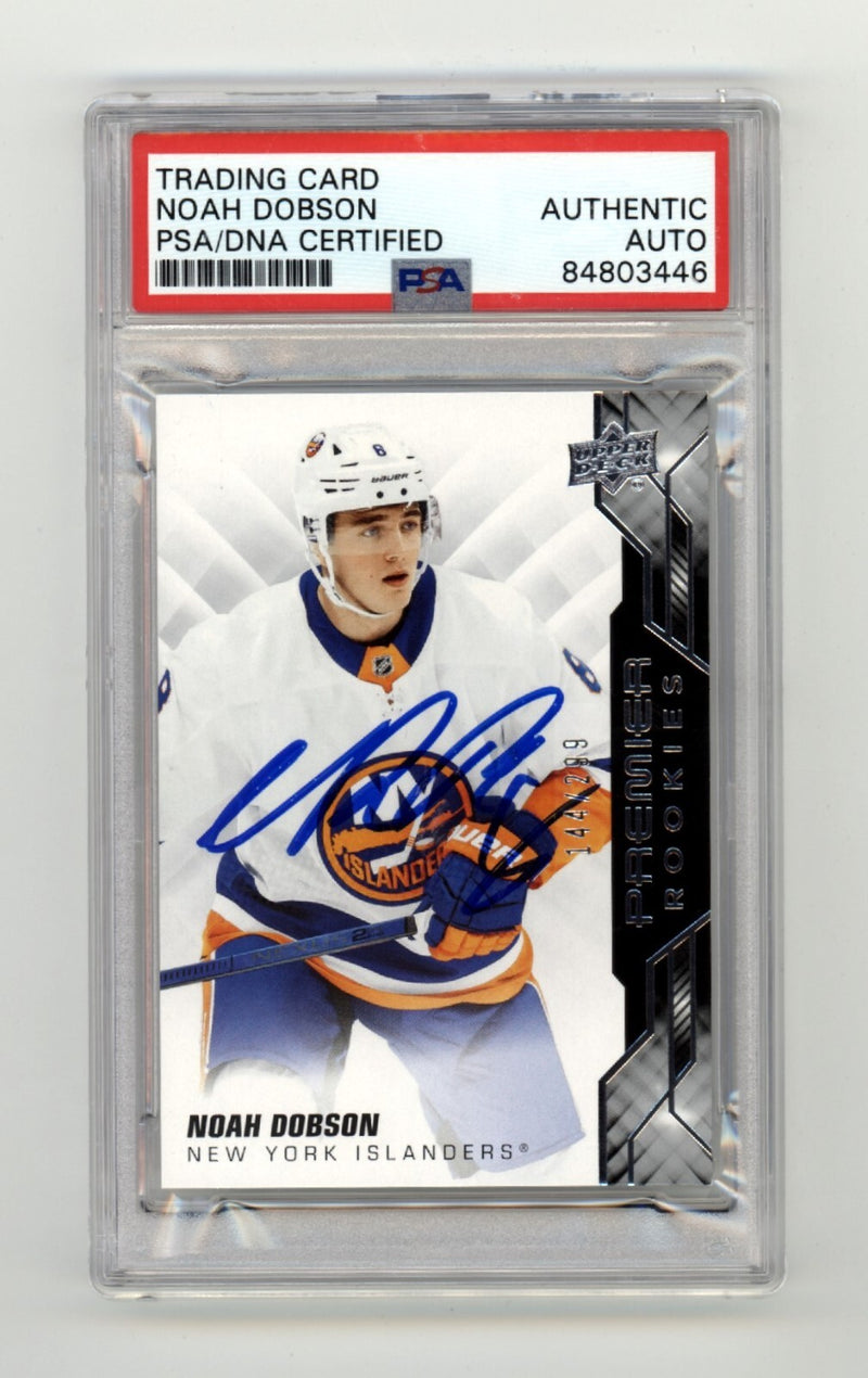 Noah Dobson 2019-20 Upper Deck Premier Rookie RC #/299 Signed PSA Auto-1