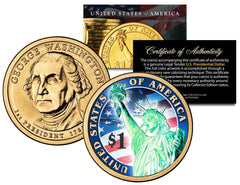 COLORIZED 2007 Washington Presidential $1 Dollar US President Coin with HOLOGRAM-1