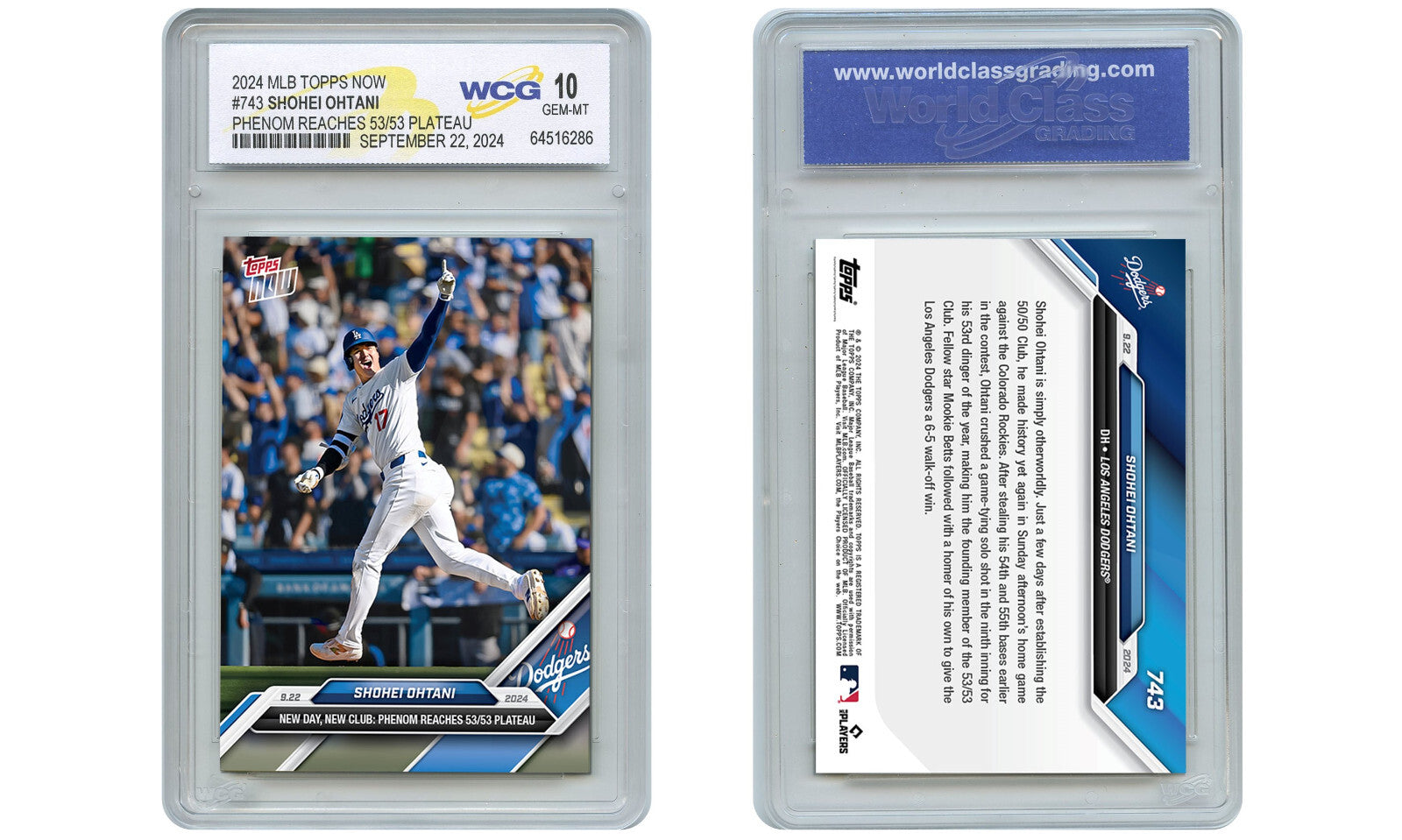 2024 Topps Now SHOHEI OHTANI Phenom Reaches 53/53 Card #743 - Graded GEM-MINT 10-1