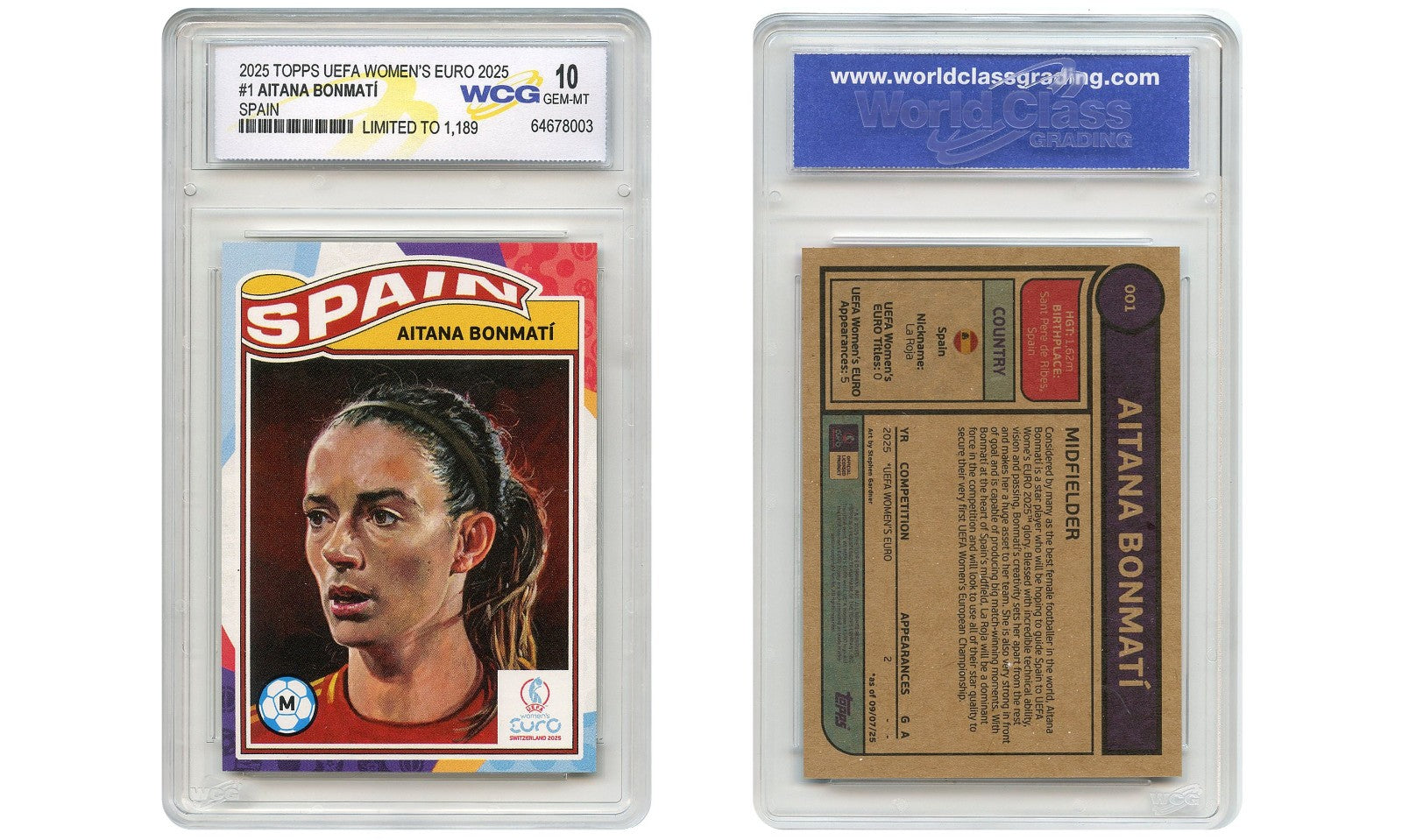 2025 Topps UEFA AITANA BONMATI Spain #1 Womens Player in World Card #1 GEM MT 10