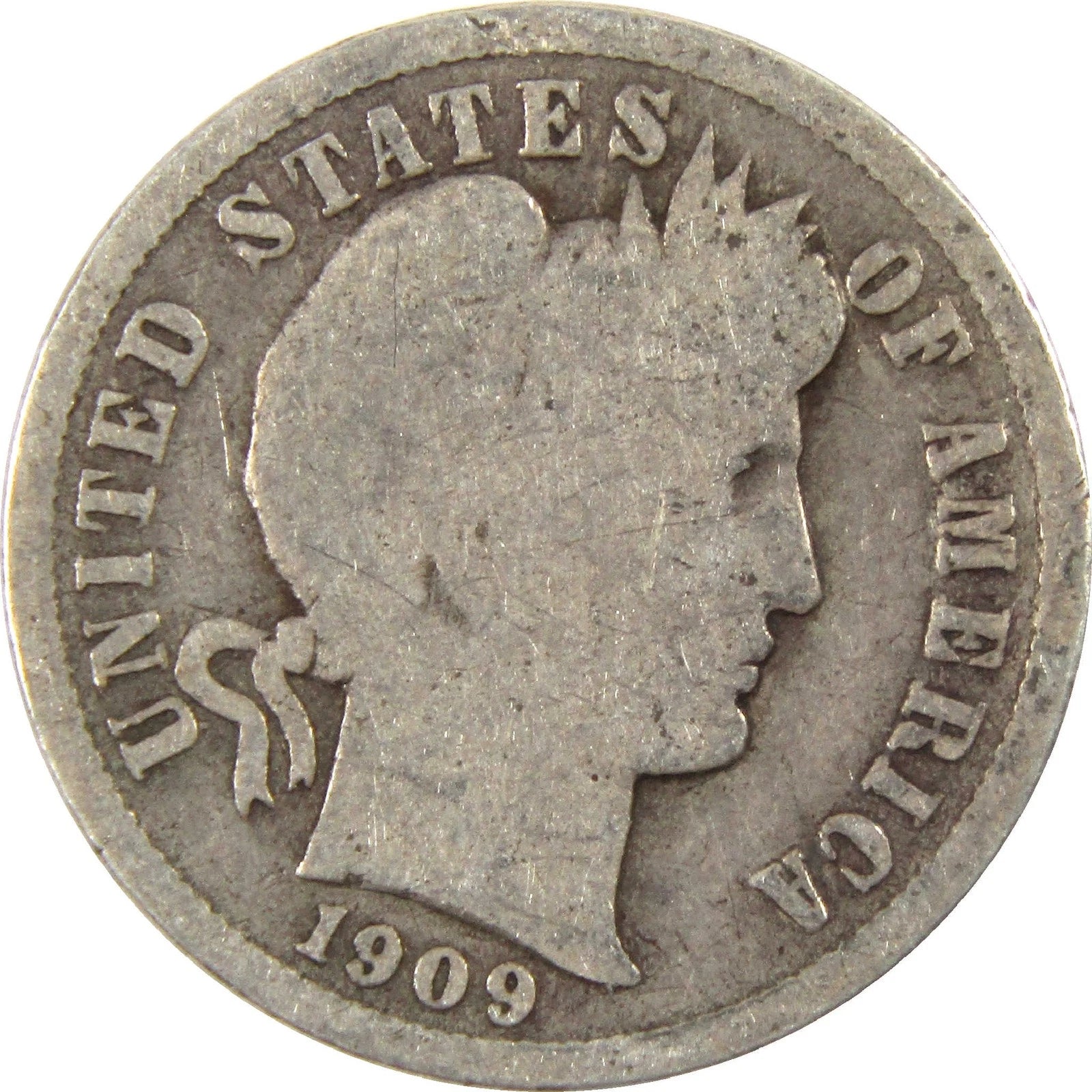 1909 Barber Dime Circulated Silver 10c Coin Collectible-1