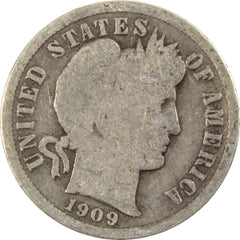 1909 Barber Dime Circulated Silver 10c Coin Collectible-1
