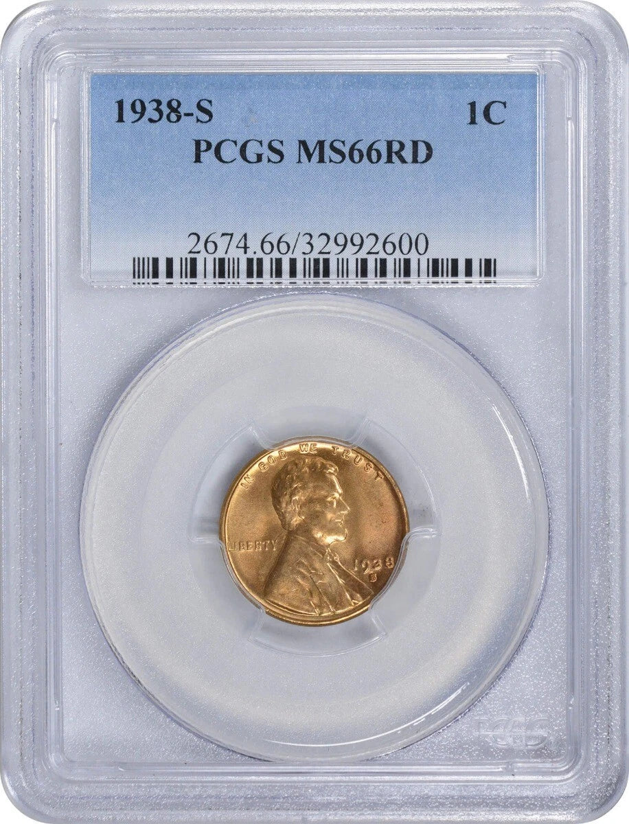 1938-S Lincoln Cent MS66RD PCGS-1