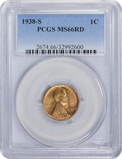 1938-S Lincoln Cent MS66RD PCGS-1