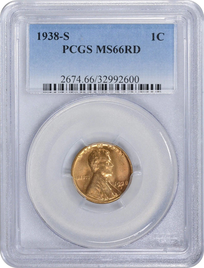 1938-S Lincoln Cent MS66RD PCGS-1