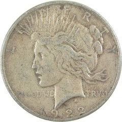 1922 Peace Dollar F Fine Silver $1 Coin-1