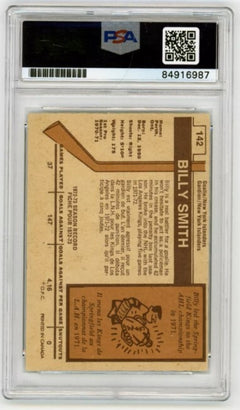 Billy Smith 1973-74 O-Pee-Chee OPC Rookie RC #142 Signed PSA 10 Auto w/ 4 Insc B-2