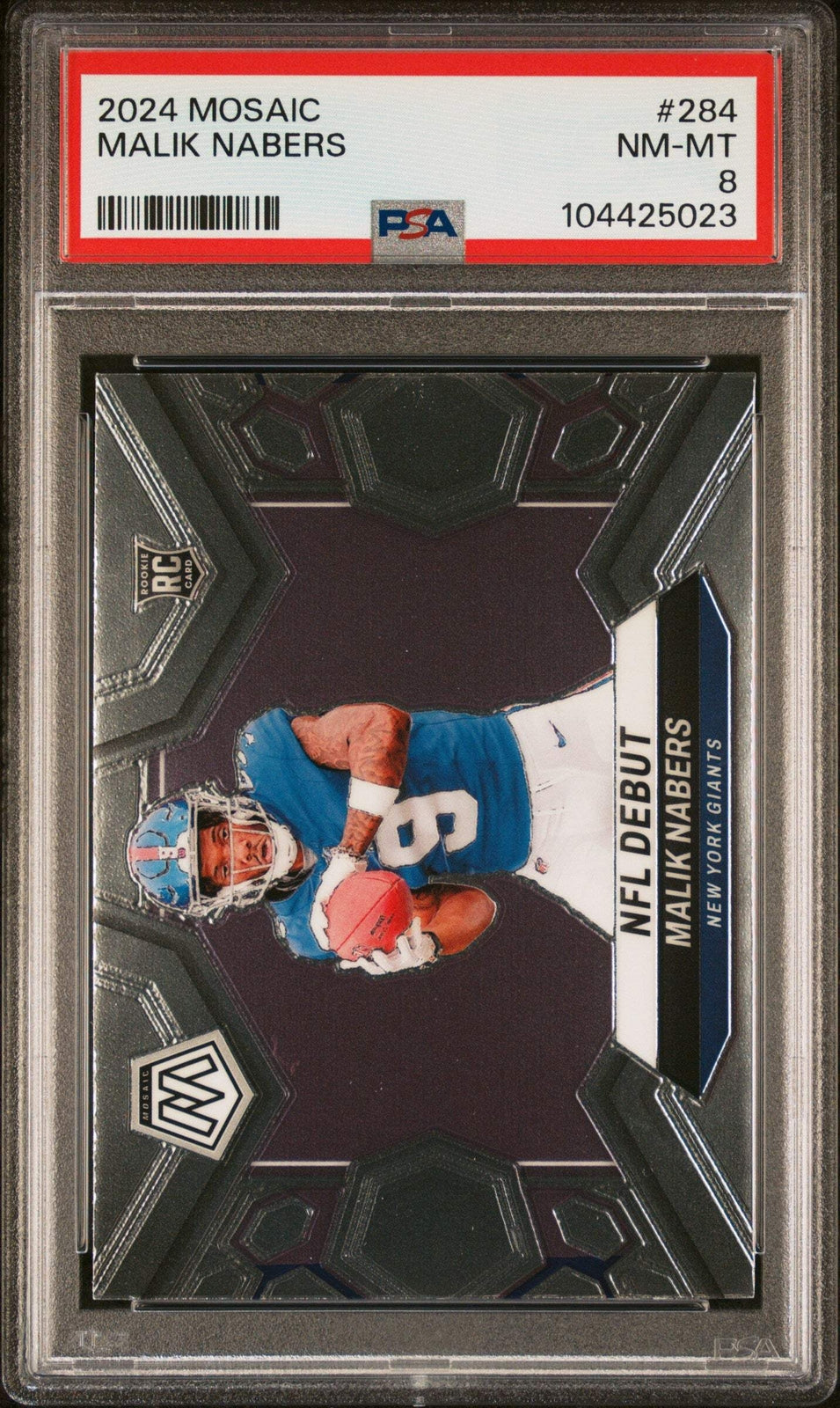 Graded 2024 Panini Mosaic Malik Nabers #284 Rookie RC Football Card PSA 8-1