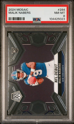 Graded 2024 Panini Mosaic Malik Nabers #284 Rookie RC Football Card PSA 8-1