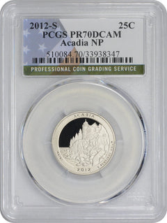 2012-S Flag Clad Acadia ATB National Park Quarter PR70DCAM PCGS-1