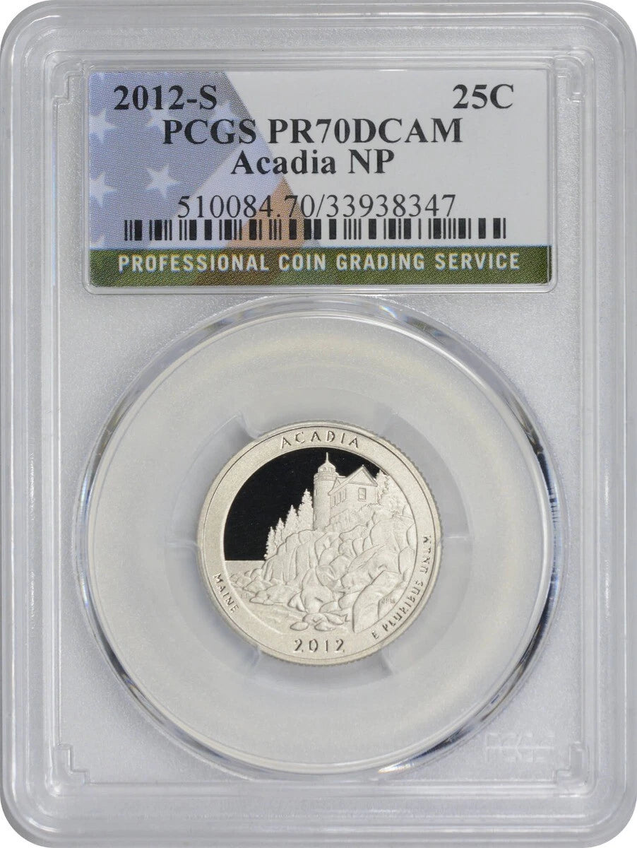 2012-S Flag Clad Acadia ATB National Park Quarter PR70DCAM PCGS