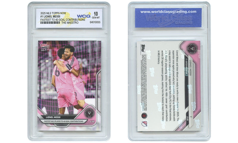 2025 MLS Topps Now LIONEL MESSI Fastest 40 Goal in History Card #1 - GEM-MINT 10-1