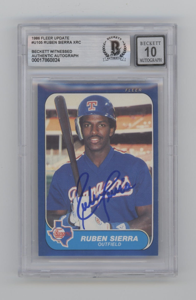 Ruben Sierra 1986 Fleer Update #U105 RC Signed Beckett BGS 10 Auto Rangers-1