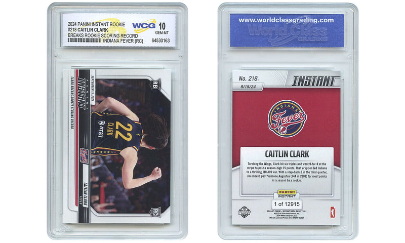 2024 Panini CAITLIN CLARK Rookie Scoring Record #218 ROOKIE CARD - GEM MINT 10-1