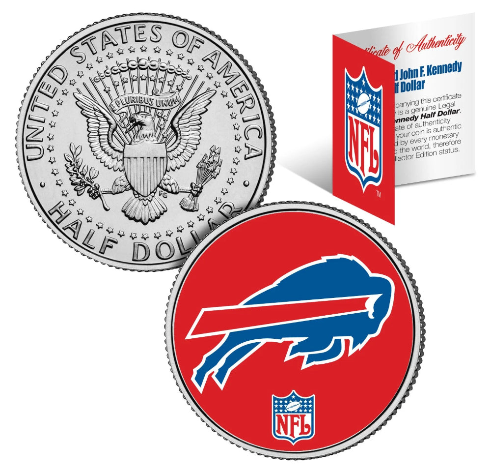 Moneda de medio dólar estadounidense de JFK Kennedy de los Buffalo Bills de la NFL *Con licencia oficial*-1