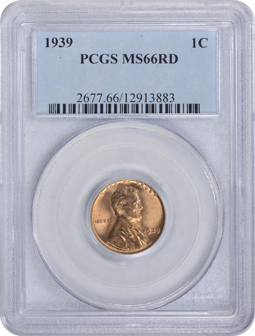 1939 Lincoln Cent MS66RD PCGS