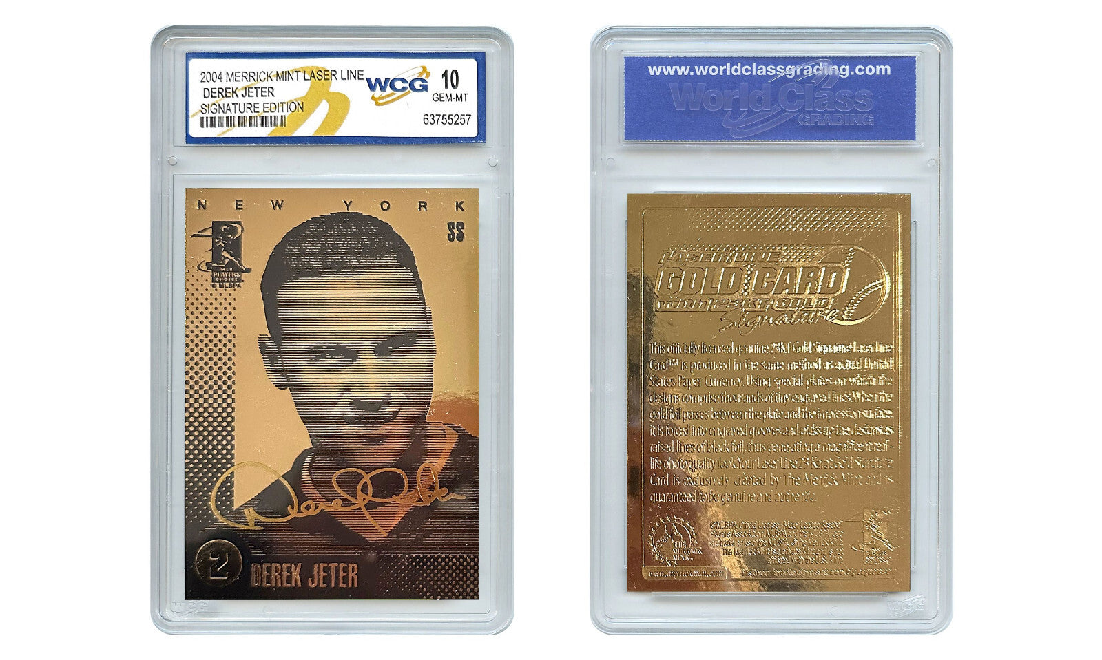 DEREK JETER NY Yankees 2004 Gold SIGNATURE LL 23K GOLD Card - Graded GEM-MINT 10-1