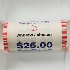 011 Andrew Johnson US Presidential Dollar Coin Sealed Roll $25-3