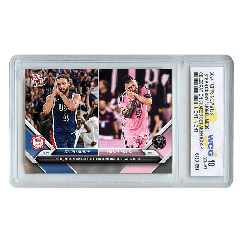 2024 Topps Now STEPH CURRY & LIONEL MESSI Double Card #128 - Graded GEM MINT 10-3