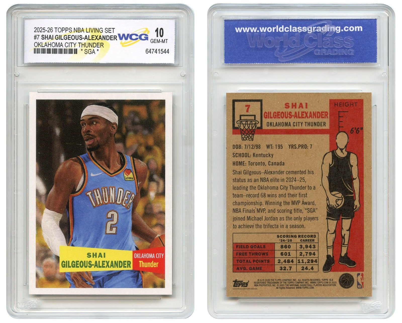 2025-26 Topps NBA Living Set SHAI GILGEOUS-ALEXANDER SGA Card #7 - GEM MINT 10-2