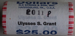2011 P Ulysses S. Grant Uncirculated One Dollar 25 Golden Coin Roll $1-2