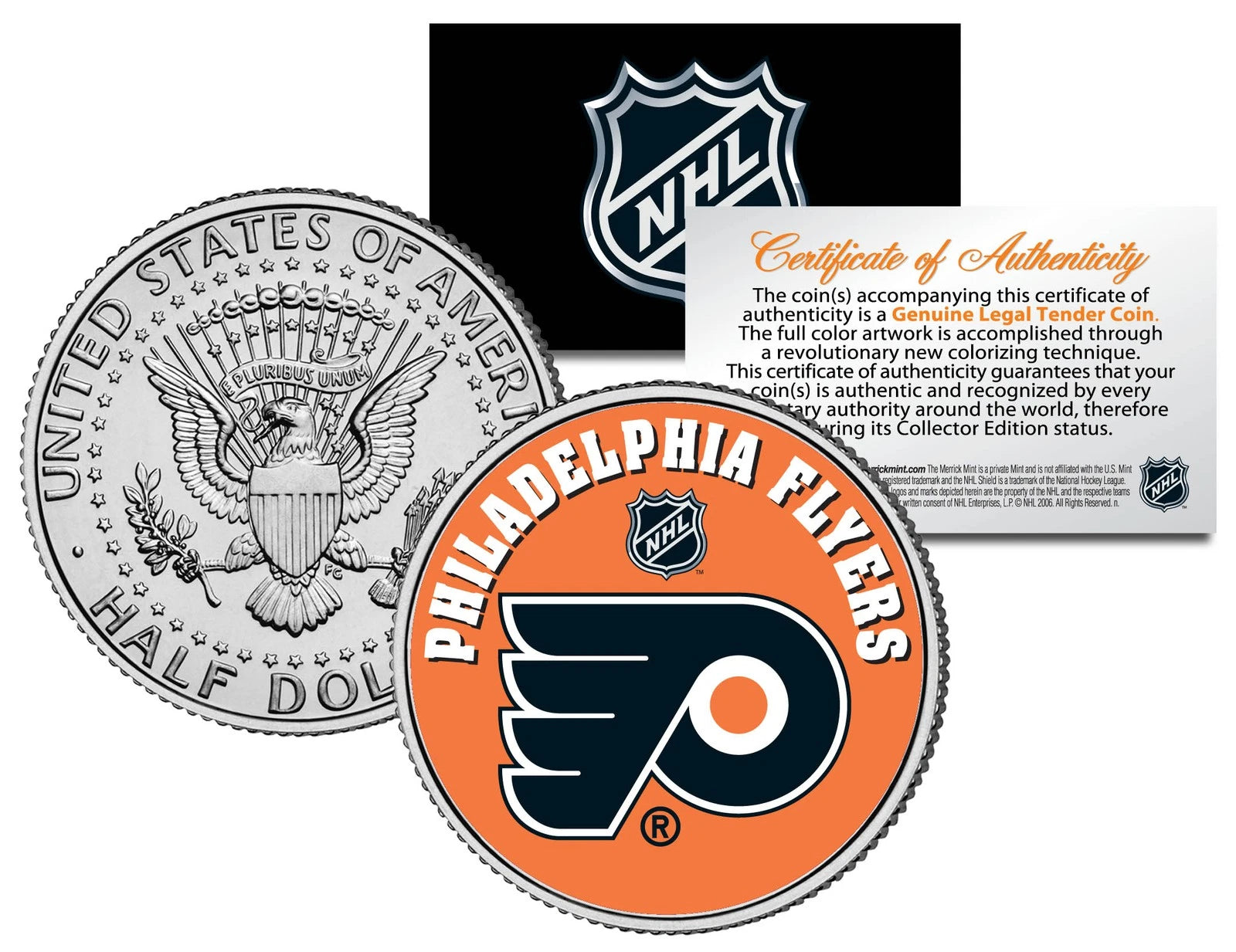 PHILADELPHIA FLYERS NHL Hockey JFK Kennedy Half Dollar U.S. Coin * LICENSED *-1