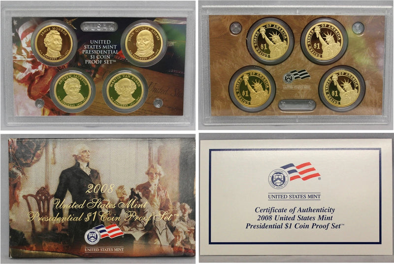 2008 S Presidential Dollar US Mint Poof set - (OGP) 4 coins-3