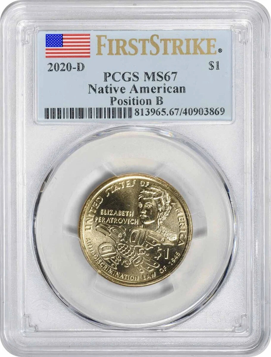 2020-D Native American Sacagawea Dollar Position B MS67 First Strike PCGS