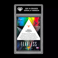 Graded 10 Arch Manning #F-AM Fearless Silver 2024 Panini Prizm Draft RC Rookie-2