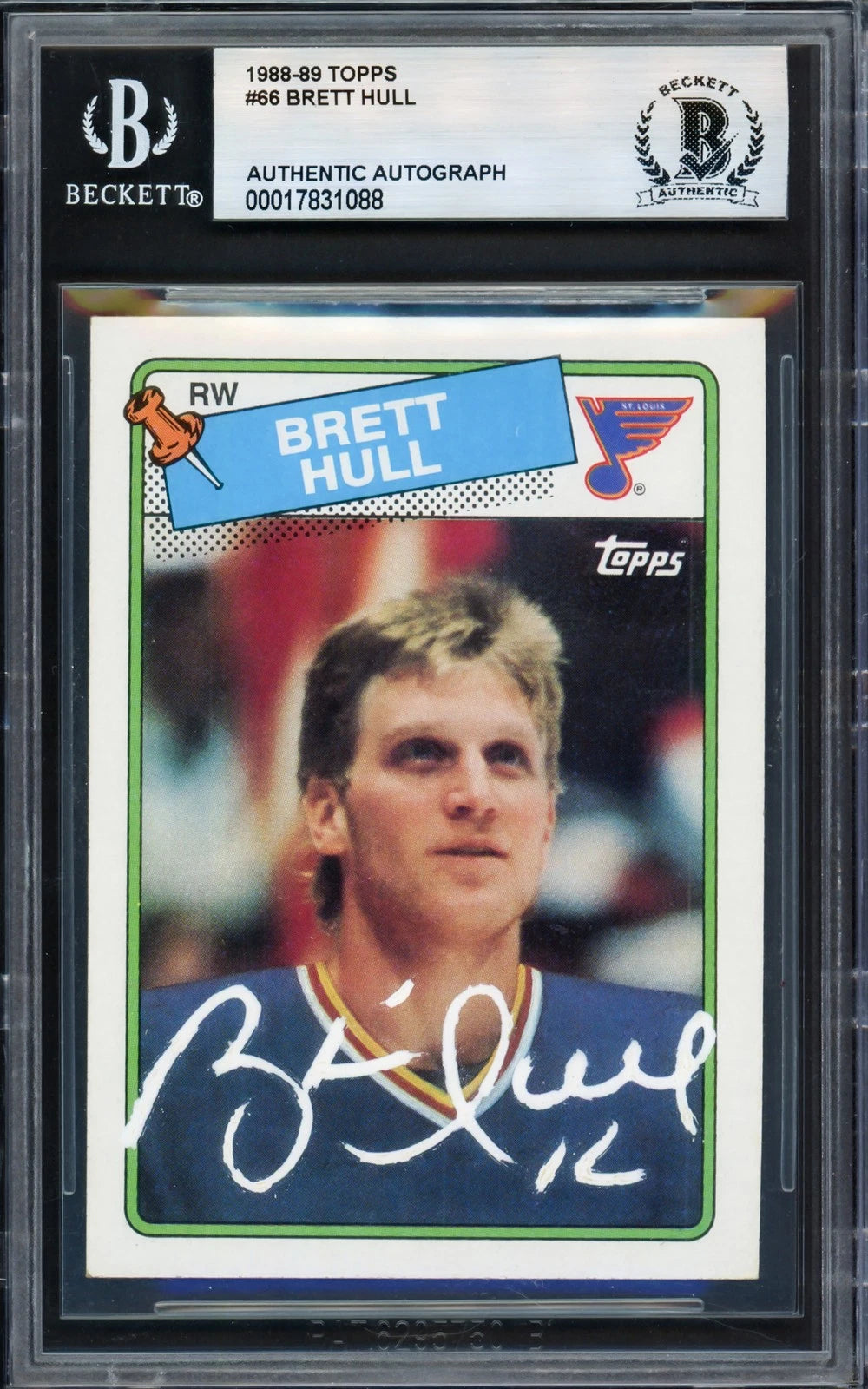 Brett Hull Autographed Signed 1988-89 Topps RC 66 St. Louis Blues Beckett-1