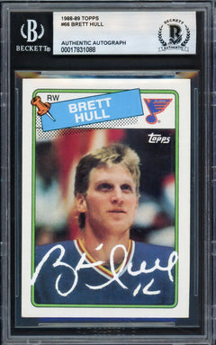 Brett Hull Autographed Signed 1988-89 Topps RC 66 St. Louis Blues Beckett-1
