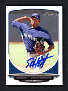 Edwin Diaz Auto Signed 2013 Bowman Prospects RC BP29 Seattle Mariners MCS Holo-1