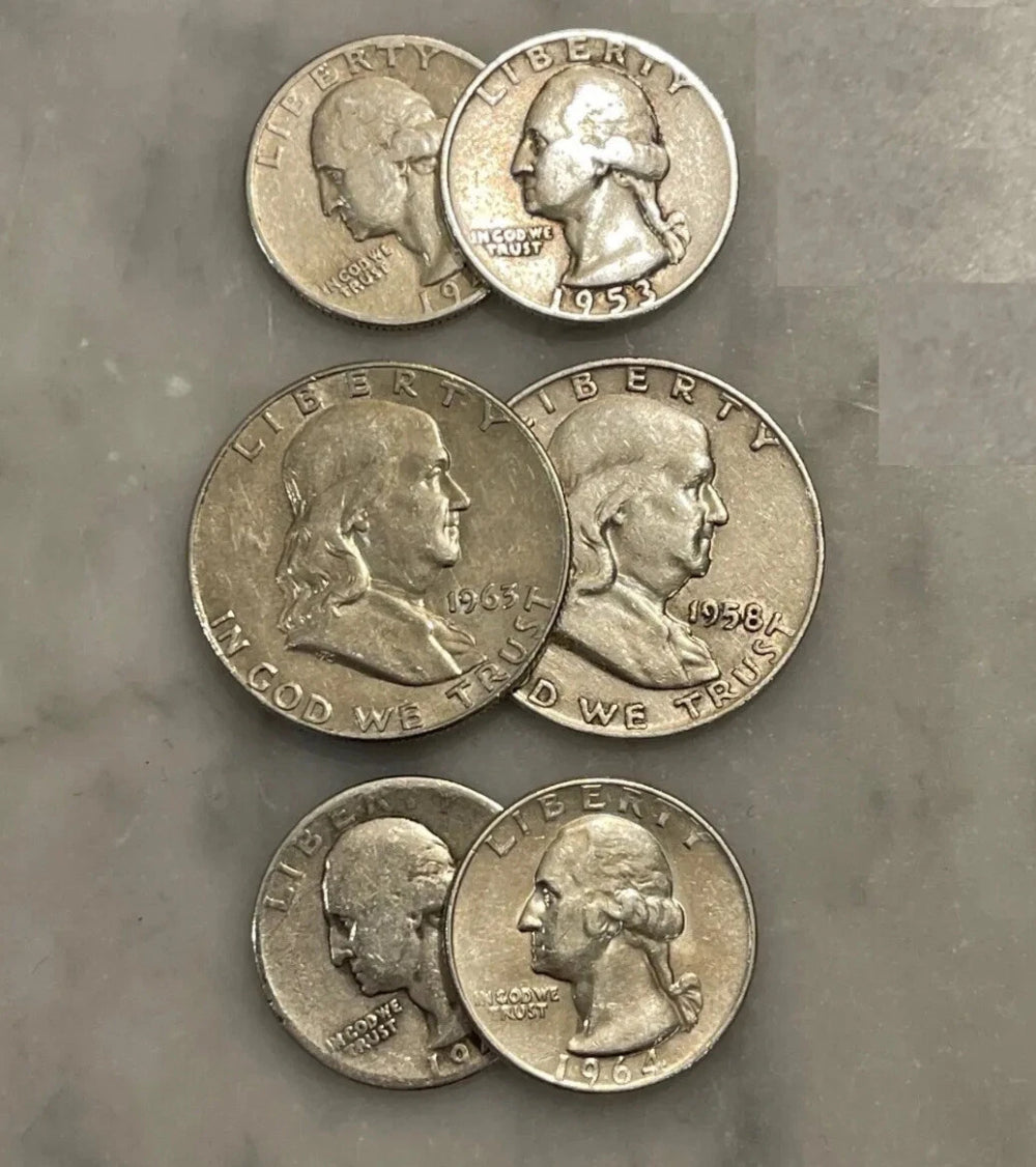 $2 Face 90% Silver (2) Franklin Half Dollar (4) Quarters - Choose How Many Lots!-1