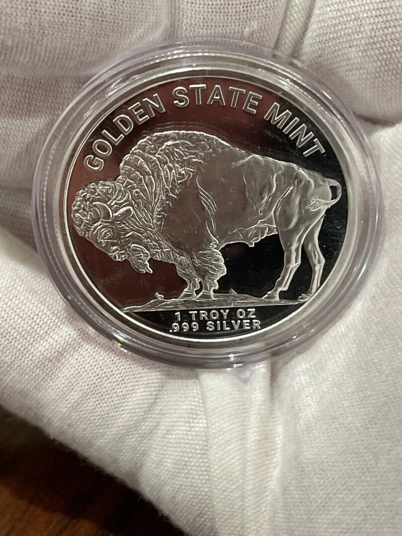 Lote de 2 monedas redondas de plata fina Buffalo de 1 onza troy .999-2